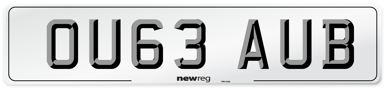 OU63 AUB Number Plate from New Reg